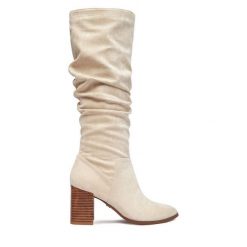 Kozaki Nine West. Kozaki damskie Nine West, bez wzorów, bez obcasa, na słupku, bez zapięcia. Za 299.99 zł.