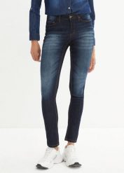Jeansy ze stretchem skinny, mid waist. Niebieskie jeansy damskie bonprix, bez wzorów, z jeansu. Za 124.99 zł.