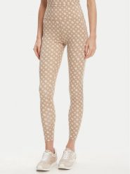 Guess Legginsy V5YB18 MC03W Beżowy Slim Fit. Brązowe legginsy damskie Guess, z aplikacjami, z syntetyku. Za 199.99 zł.