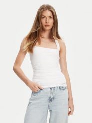 Guess Top W5YP28 KACM2 Biały Regular Fit. Białe topy damskie Guess, xl, z aplikacjami, bez kołnierzyka, bez ramiączek. Za 136.00 zł.