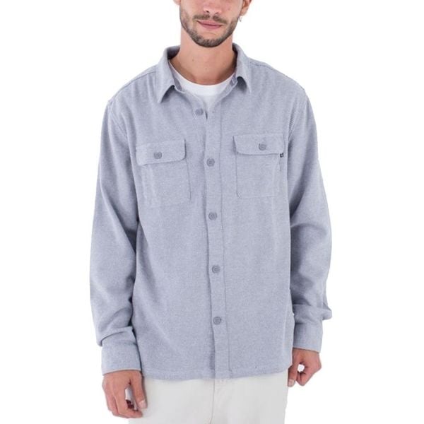Kurtka HURLEY SANTA CRUZ TWILL FLANNEL Szary. Szare kurtki męskie Hurley, m, bez wzorów, z tkaniny, bez kaptura. Za 277.99 zł.