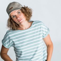 Koszulka marynarska żeglarska damska Tribord Sailing 100 krótki rękaw. Zielone bluzki damskie TRIBORD, s, bez wzorów, z bawełny, sportowe, bez kołnierzyka, bez ramiączek. Za 79.99 zł.