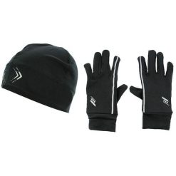 Zestaw Czapka I Rękawiczki Unisex Dla Dorosłych. Czarne czapki damskie Rucanor, bez wzorów, z materiału. Za 73.99 zł.