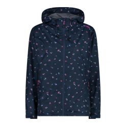 Damska kurtka wodoodporna CMP. Niebieskie kurtki sportowe damskie CMP, bez wzorów, bez ramiączek, bez kaptura, trekkingowe. Za 403.50 zł.