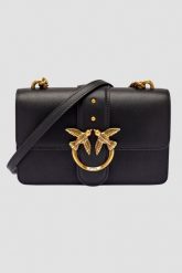 PINKO Czarna torebka Love One Mini CL AW25. Czarne torebki do ręki damskie Pinko, bez wzorów, ze skóry, bez dodatków. W wyprzedaży za 999.99 zł.
