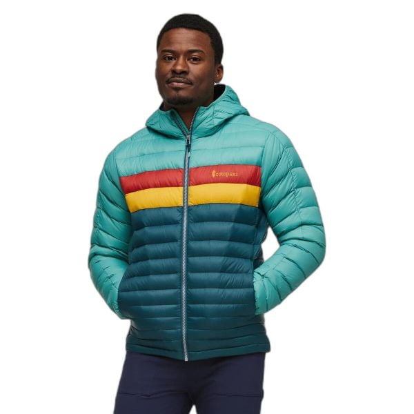 Kurtka puchowa z kapturem Cotopaxi Fuego. Niebieskie kurtki męskie Cotopaxi, bez wzorów, z puchu, sportowe, z kapturem. W wyprzedaży za 1,009.50 zł.