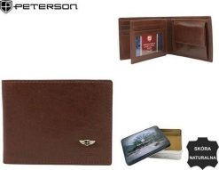 Peterson Portfel męski skórzany PTN 22304-VT BRWON. Portfele męskie Peterson, bez wzorów. Za 143.26 zł.