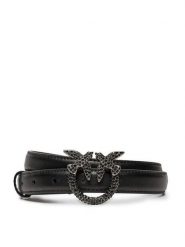 PINKO Pasek Damski Love Berry H2 Belt AI 24-25 PLT01 100143 A2A9 Czarny. Czarne paski damskie Pinko, bez wzorów, ze skóry. Za 409.99 zł.