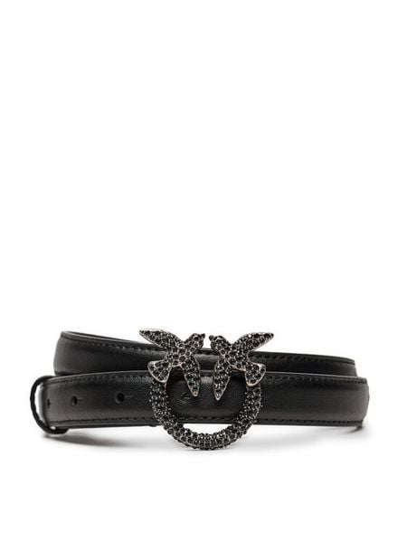 PINKO Pasek Damski Love Berry H2 Belt AI 24-25 PLT01 100143 A2A9 Czarny. Czarne paski damskie Pinko, bez wzorów, ze skóry. Za 409.99 zł.