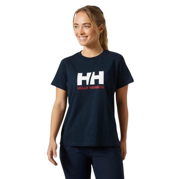 Koszulka damska Helly Hansen Logo 2.0. Niebieskie bluzki damskie Helly Hansen, bez wzorów, z bawełny, eleganckie, bez kołnierzyka, bez ramiączek. Za 129.99 zł.