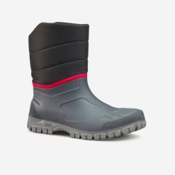 Buty turystyczne śniegowce męskie Quechua SH100 wodoodporne. Szare buty zimowe męskie QUECHUA, na zimę, bez wzorów, bez obcasa, bez zapięcia. Za 79.99 zł.