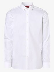HUGO Koszula łatwa w prasowaniu Mężczyźni Super Slim Fit Bawełna biały, 41. Białe koszule męskie Hugo, m, bez wzorów, z bawełny, eleganckie, bez kołnierzyka, bez ramiączek. Za 379.95 zł.
