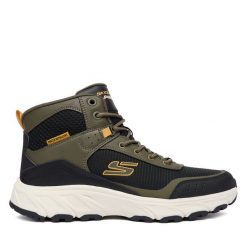 Trekkingi Skechers. Brązowe botki męskie Skechers, bez wzorów, sportowe, bez obcasa, bez zapięcia. Za 379.99 zł.