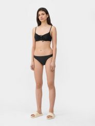 4F Dół od bikini z materiałów z recyklingu damski XL. Czarne bikini 4F, xl, bez wzorów, z materiału. W wyprzedaży za 9.99 zł.