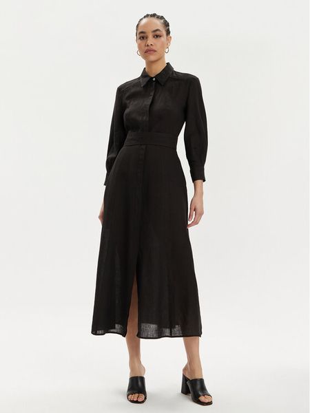 Marella Sukienka letnia Estasi 2413221094 Czarny Regular Fit. Czarne sukienki damskie Marella, na lato, bez wzorów, ze lnu, bez kołnierzyka, bez ramiączek. Za 1,079.00 zł.