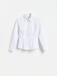 Taliowana koszula z bawełną - złamana biel. Koszule damskie Reserved, l, bez wzorów, z bawełny, bez kołnierzyka, bez ramiączek. Za 99.99 zł.