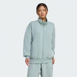 Bluza Soft Lux Loose Full-Zip. Zielone bluzy damskie Adidas, l, bez wzorów, bez ramiączek, bez kaptura. Za 349.00 zł.