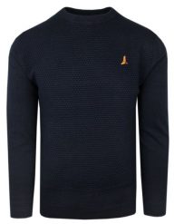 Bawełniany Sweter U-Neck – Brave Soul - Granatowy. Niebieskie swetry męskie Brave Soul, na jesień, m, bez wzorów, z bawełny, sportowe, bez kołnierzyka, bez ramiączek. Za 119.00 zł.