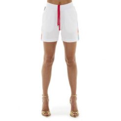 Bluza z bawełna z sznurek regulacyjny na co dzień. Białe bluzy damskie LEONE 1947 APPAREL, bez wzorów, z bawełny, sportowe, bez ramiączek, bez kaptura. W wyprzedaży za 109.46 zł.