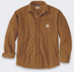 Kurtka męska Carhartt Koszula Carhartt Rain Defender Quilted Brown. Brązowe koszule męskie Carhartt, m, bez wzorów, bez kaptura. Za 424.81 zł.