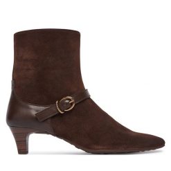 Botki Hispanitas. Brązowe botki damskie Hispanitas, bez wzorów, bez obcasa, na słupku, bez zapięcia. Za 739.99 zł.
