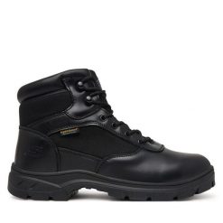 Trekkingi Skechers. Czarne botki męskie Skechers, bez wzorów, bez obcasa, bez zapięcia. Za 379.99 zł.