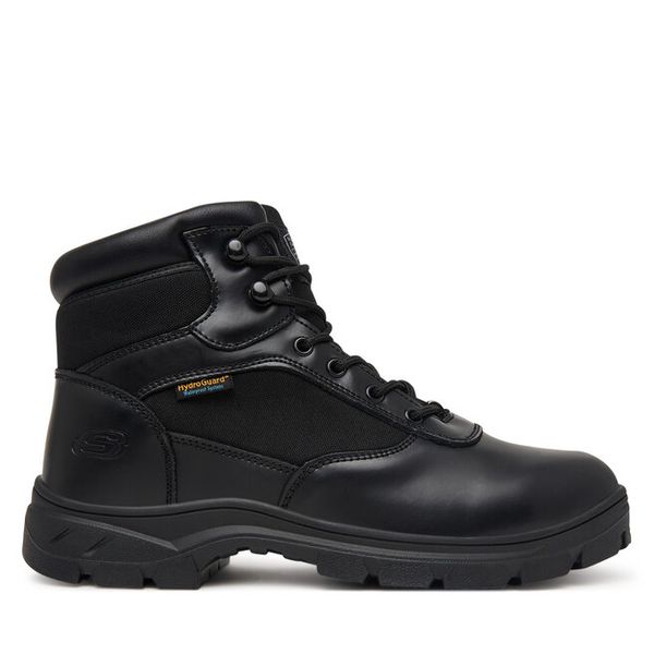 Trekkingi Skechers. Czarne botki męskie Skechers, bez wzorów, bez obcasa, bez zapięcia. Za 379.99 zł.
