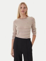Tommy Hilfiger Sweter WW0WW40264 Beżowy Regular Fit. Brązowe swetry nierozpinane damskie Tommy Hilfiger, xxl, bez wzorów, z wełny, bez kołnierzyka, bez ramiączek. Za 519.99 zł.