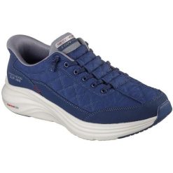 Buty sportowe męskie Skechers Contour Foam Cozy. Niebieskie buty sportowe męskie Skechers, bez wzorów, z syntetyku, bez zapięcia, na fitness i siłownię. Za 590.00 zł.