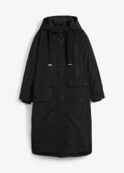 Długa parka. Czarne parki damskie bonprix, bez wzorów, bez kaptura. Za 329.99 zł.