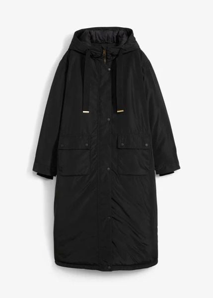 Długa parka. Czarne parki damskie bonprix, bez wzorów, bez kaptura. Za 329.99 zł.