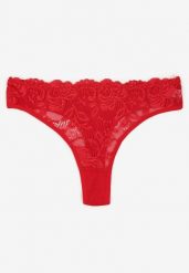 Czerwone Bawełniane Majtki Stringi z Koronką Ilwedana. Czerwone majtki damskie Renee, z bawełny. Za 4.99 zł.