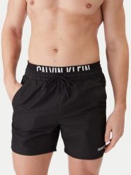 Calvin Klein Swimwear Szorty kąpielowe LV00N61015 Czarny Regular Fit. Czarne kąpielówki męskie Calvin Klein Swimwear, bez wzorów, z syntetyku. Za 299.99 zł.