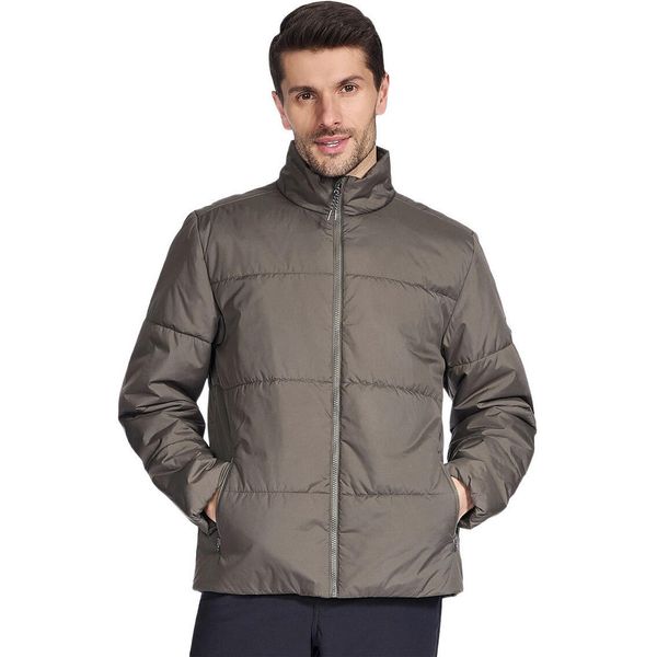 Kurtka męskie Skechers GO SHIELD Cozy Fit Traverse Down Jacket. Szare kurtki męskie Skechers, m, bez wzorów, z poliesteru, sportowe, bez kaptura. Za 490.00 zł.