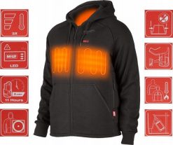Milwaukee HEATED SWEATSHIRT M12HHBL4-0(XL) BLACK. Czarne bluzy męskie Milwaukee, m, bez wzorów, bez ramiączek, bez kaptura. Za 760.85 zł.