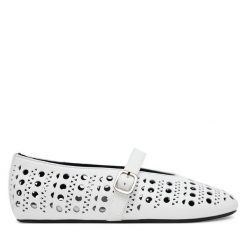 Baleriny Badura. Białe balerinki damskie Badura, bez wzorów, bez obcasa, bez zapięcia. Za 279.99 zł.