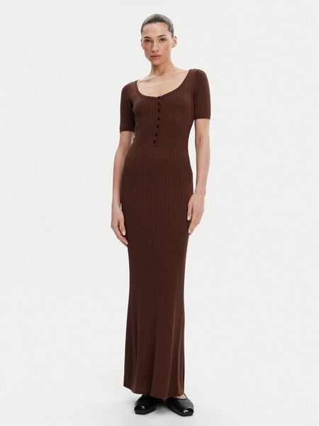 Herskind Sukienka dzianinowa Toffee 5536106 Brązowy Regular Fit. Brązowe sukienki damskie Herskind, l, bez wzorów, z dzianiny, bez kołnierzyka, bez ramiączek. Za 439.99 zł.