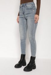 Niebieskie Jeansy Skinny z Bawełną z Regularnym Stanem Tevalka. Niebieskie jeansy damskie Born2be, bez wzorów, z bawełny. Za 99.99 zł.
