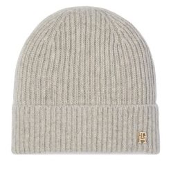 Czapka Tommy Hilfiger. Szare czapki damskie Tommy Hilfiger, na zimę, bez wzorów. Za 369.99 zł.