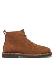Birkenstock Botki Uppsala Mid Shearling 1028148 Brązowy. Brązowe botki damskie Birkenstock, bez wzorów, ze skóry, bez obcasa, na płaskiej podeszwie, bez zapięcia. Za 769.99 zł.