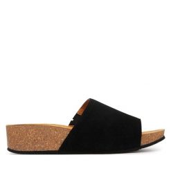 Klapki Scholl. Czarne klapki damskie Scholl, bez wzorów, bez obcasa, bez zapięcia. Za 374.99 zł.