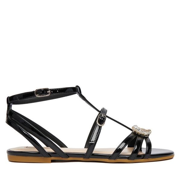 Sandały Liu Jo. Czarne sandały damskie Liu Jo, bez wzorów, bez obcasa, na płaskiej podeszwie, bez zapięcia. Za 559.99 zł.