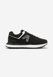 Czarne Sznurowane Buty Sportowe Sneakersy na Płaskiej Podeszwie z Ozdobną Naszywką Tiresi. Czarne buty sportowe męskie Born2be, z aplikacjami, z jeansu, bez zapięcia. Za 109.99 zł.