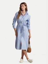 Polo Ralph Lauren Sukienka koszulowa 211928804002 Niebieski Straight Fit. Niebieskie sukienki damskie Polo Ralph Lauren, bez wzorów, z bawełny, bez kołnierzyka, bez ramiączek, koszulowe. Za 759.99 zł.