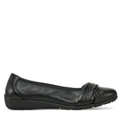 Baleriny Caprice. Czarne balerinki damskie Caprice, bez wzorów, bez obcasa, bez zapięcia. Za 259.99 zł.