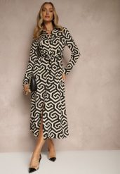 Czarna Sukienka Koszulowa z Wiskozą w Geometryczny Wzór z Paskiem Erisviria. Czarne sukienki damskie Renee, na co dzień, na lato, l, bez wzorów, z wiskozy, eleganckie, bez kołnierzyka, bez ramiączek, maxi, koszulowe. Za 159.99 zł.