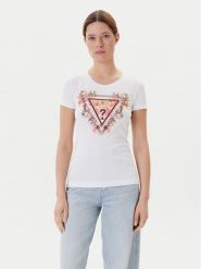 Guess T-Shirt W5YI08 J1314 Biały Regular Fit. Białe t-shirty damskie Guess, m, z aplikacjami, z bawełny, bez kołnierzyka, bez ramiączek. Za 119.99 zł.