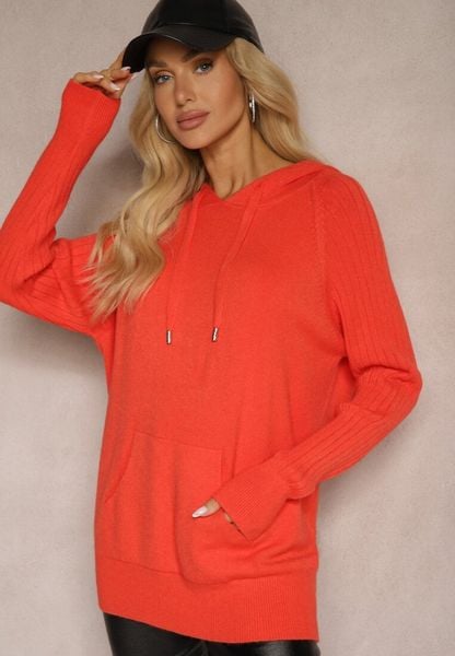 Pomarańczowy Sweter z Wiskozą i Kaszmirem oraz z Kapturem Nerolin. Brązowe swetry nierozpinane damskie Renee, bez wzorów, z jeansu, casualowe, bez kołnierzyka, bez ramiączek. Za 139.99 zł.