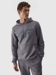 4F Bluza dresowa nierozpinana z kapturem męska - szara 3XL. Szare bluzy sportowe męskie 4F, m, bez wzorów, z bawełny, z kapturem. W wyprzedaży za 59.99 zł.