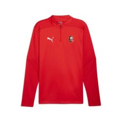 Bluza treningowa z zamkiem błyskawicznym 1/4 Stade Rennais 2024/25. Czerwone bluzy damskie Puma, bez wzorów, sportowe, bez ramiączek, bez kaptura. Za 263.00 zł.